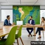 Home 14 지속가능발전 전문가 자격 취득을 위한 단계 - A diverse group of environmental professionals engaged in a collaborative meeting in a modern Brazil...