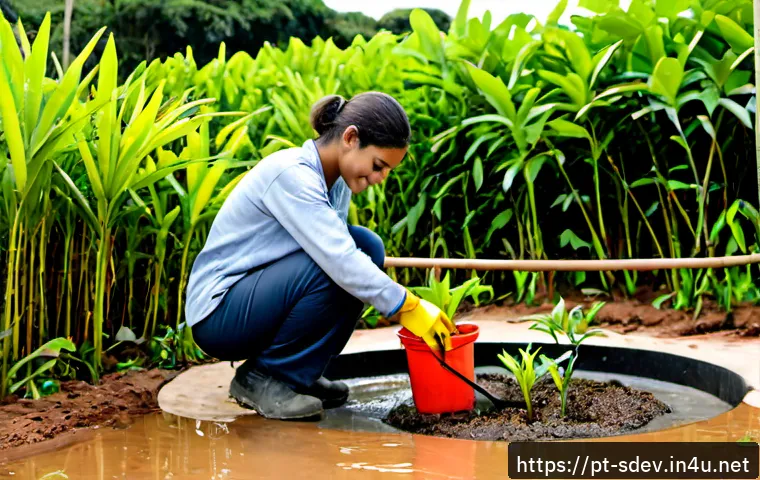 Home 30 지속가능발전 실무 경험 쌓기 - Photorealistic young Portuguese-speaking sustainability intern in a coastal Brazilian community gard...
