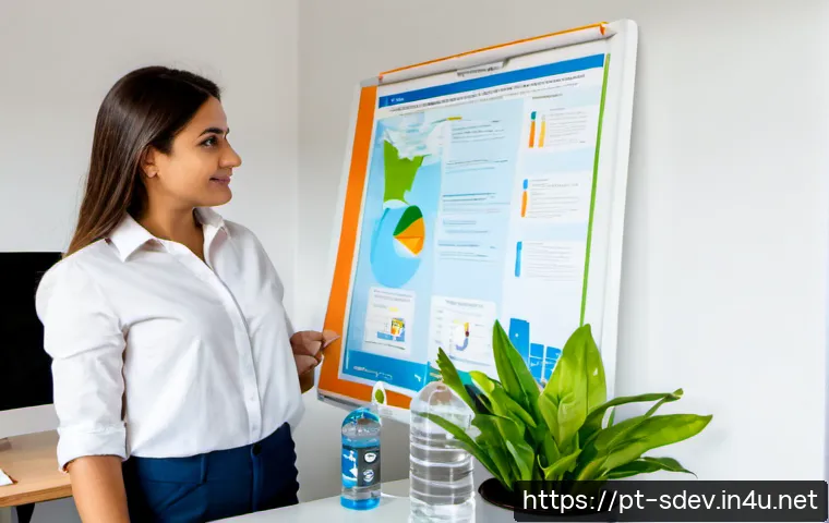 Home 17 지속가능발전 경력 관리 전략 - Photorealistic career planning scene for sustainable development, Portuguese professional in a brigh...